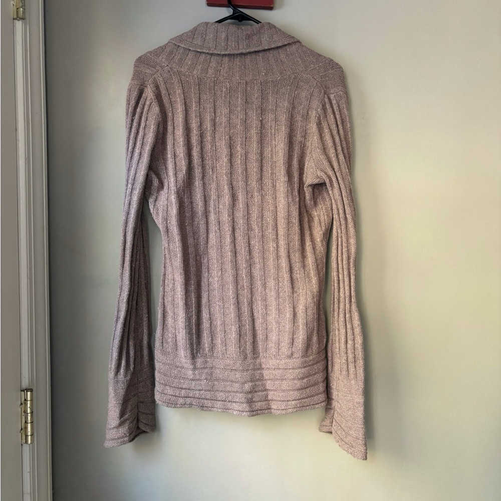 GAP Y2K Light Brown Ribbed V Neck Sweater S - Picture 4 of 5